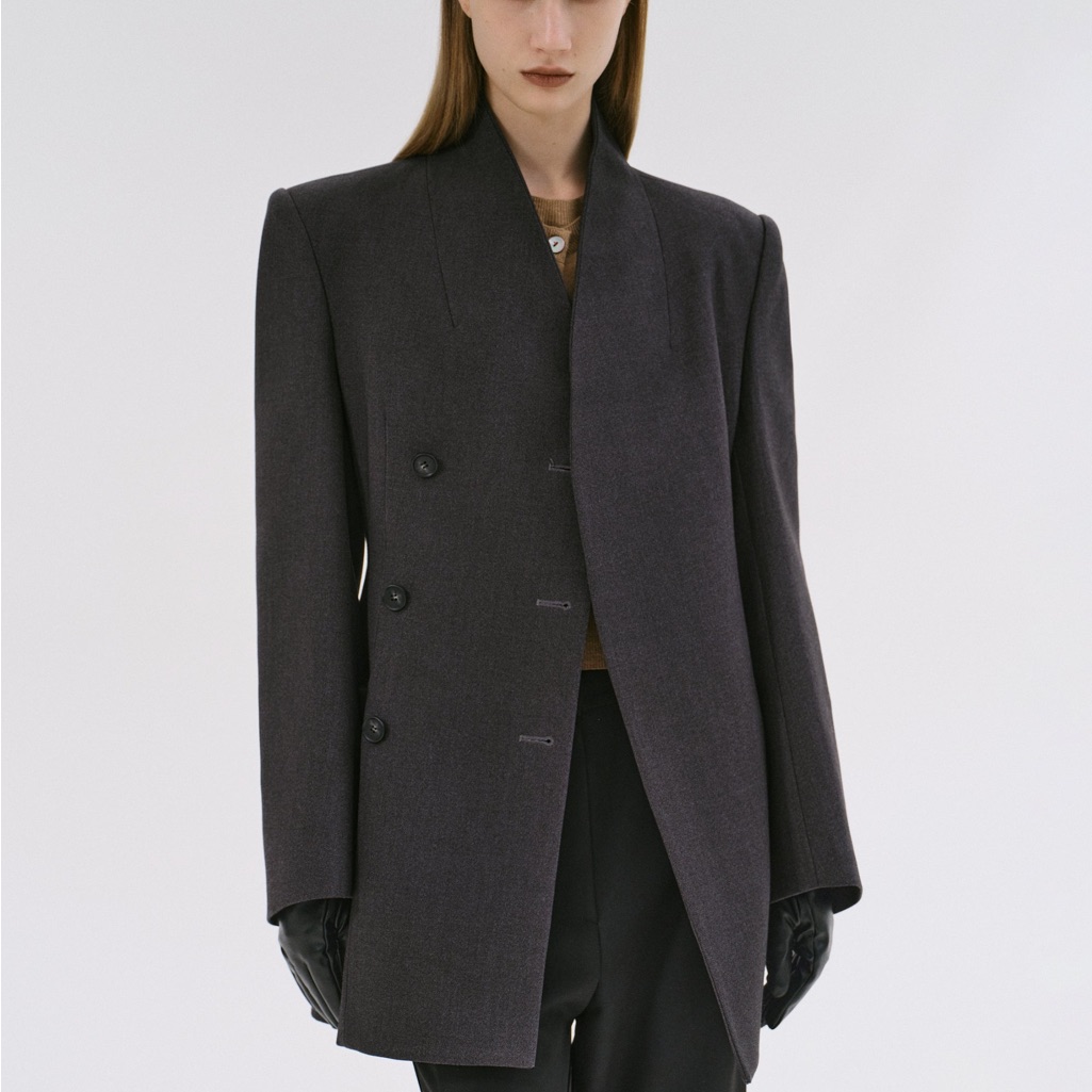 Source Unknown Corrin Charcoal Gray Wrap Blazer